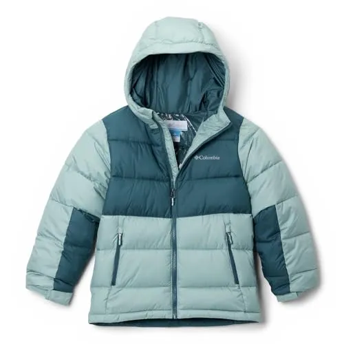 Columbia Unisex Kinder Pike Lake 2 Hooded Jacket, Crushed Blue - Regenjacke mit Omni-Heat Thermoreflektierend und 100 % recycelter Polyester-Isolierung, ideal für kalte Tage und wachsendes Kind dank Outgrown Grow-System.