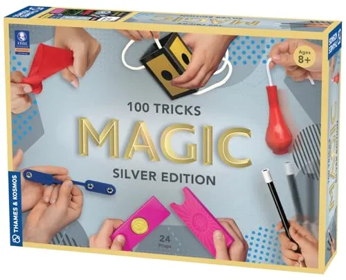 Thames & Kosmos , 698225, Magic: Silver Edition, 100 Tricks, Blow Your Friends and Family Away with These Amazing Magic Tricks, 24 Props, Ages 8+