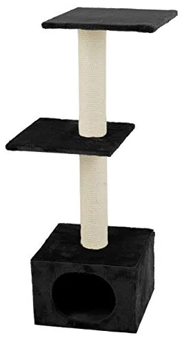 Karlie BASIC LINE Kratzbaum SMARAGD - Schwarz - Kratzbaum für Katzen in edlem Schwarz, bietet Kratzmöglichkeiten und gemütliche Rückzugsorte mit Plüschüberzug. Ideal für Katzenliebhaber, die Funktionalität und Design schätzen.