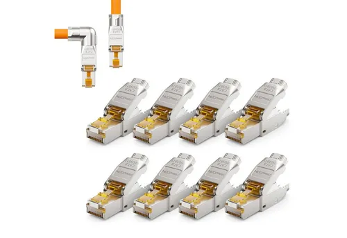 deleyCON 8x CAT8 Netzwerkstecker 90° Winkel RJ45 von deleyCON