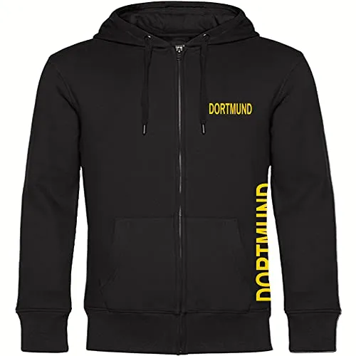 multifanshop Kapuzensweatjacke Dortmund - Sportlicher Style für Fans - Zip Hoodie in Größe XL, aus 80% Baumwolle für hohen Tragekomfort. Ideal für Fußballfans, mit Kapuze und stylischem Print.