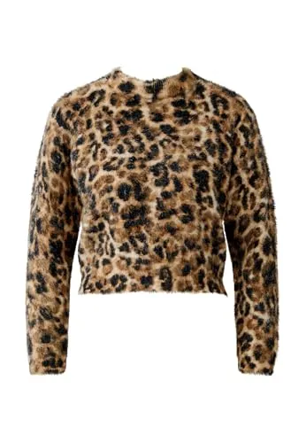 Oui Damen Pullover schmal geschnitten Animalprint
