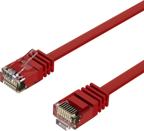 Patchkabel-Flachkabel U/UTP cat. 6 slim rot 3m