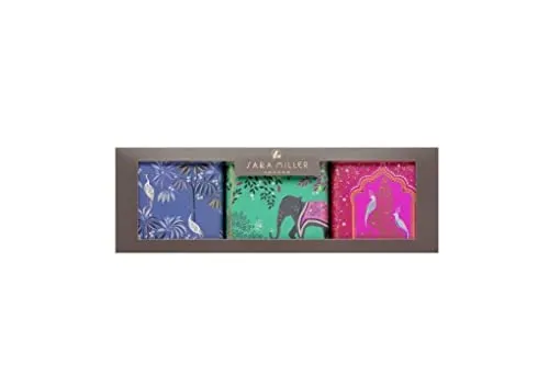 Sara Miller India Elephant Set of 3 Square Tins 105 x 105 x 105mm