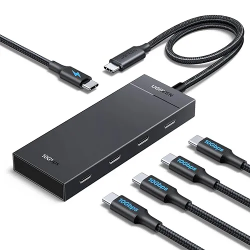 UGREEN USB C Hub 10 Gbps mit PD 100W - Hochgeschwindigkeits Multiport Adapter - USB-Kabel, -Hubs & -Adapter mit 10Gbps Datenübertragung für blitzschnelles Übertragen großer Dateien und 100W Power Delivery zum Laden Ihrer Geräte.
