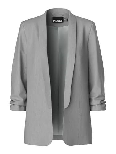PIECES Damen Pcboss Noos 3/4 Blazer, Light Grey Melange, L - Eleganter Blazer für Damen mit 3/4-Ärmeln, perfekter Schnitt für vielseitige Anlässe, ideal für einen modernen Look.