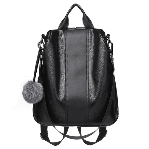 Miss Lulu 2-in-1 Damen Rucksack Schwarz - Vielseitiger Tagesrucksack und Schultasche in elegantem Schwarz, ideal für Schule, Uni oder Freizeit.