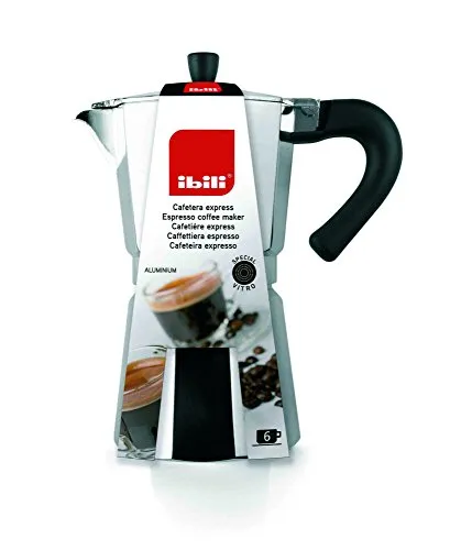 Ibili Espressokocher Bahia - 14 Tassen Aluminium - Espressokocher aus Aluminium für 14 Tassen, ideal für traditionellen italienischen Espresso. Kompatibel mit Elektro-, Vitroceramic- und Gasherden. Bakelitgriff für sicheren Halt.