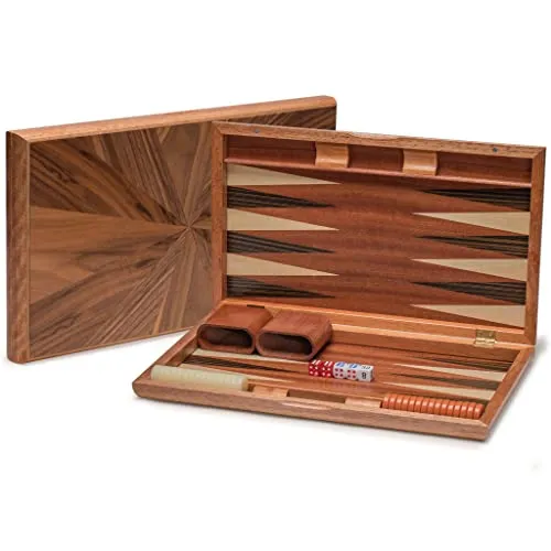 Yellow Mountain Imports Backgammon-Spiel-Set mit Holzeinlagen, Cascadia