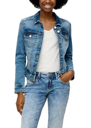 QS Klassische Jeansjacke mit taillierter Passform - Diese Jeansjacke aus festem Denim überzeugt durch ihren Hemdkragen, die Brusttasche und die praktischen Eingrifftaschen. Ideal für lässige Anlässe.