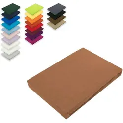 EXKLUSIV HEIMTEXTIL Jersey Spannbettlaken 90 x 200 cm Nougat 100% Baumwolle Öko - Tex Zertifiziert Bed-Sheet Bettlaken Spannbetttuch