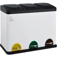 SVITA Mülltrennsystem TC3X15 - Treteimer für effiziente Mülltrennung - Haushaltszubehör mit 3x15 l Fassungsvermögen, elegantem Design und praktischem Fußtrittmechanismus für müheloses Entsorgen.