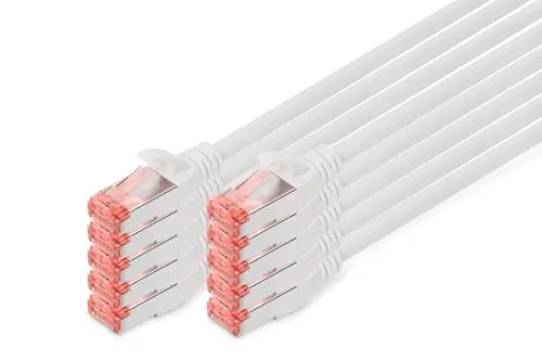 DIGITUS LAN Kabel Cat 6 - 0,5m - 10 Stück - RJ45 Netzwerkkabel - S-FTP Geschirmt - Kompatibel zu Cat6A und Cat7 - Grau