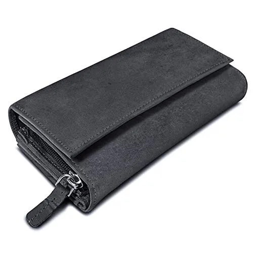 ROYALZ 'Orelia' Vintage Leder Geldbörse für Damen in grau von ROYALZ