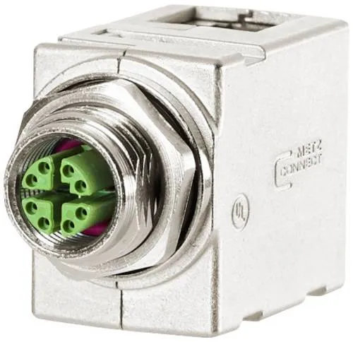 Metz Connect MWN911A415 Sensor-Aktor-Einbausteckverbinder - Sonstige Netzwerkartikel, robuste M12 auf RJ45 Schaltschrankdurchführung mit IP67, ideal für anspruchsvolle Anwendungen in der Bahnindustrie.
