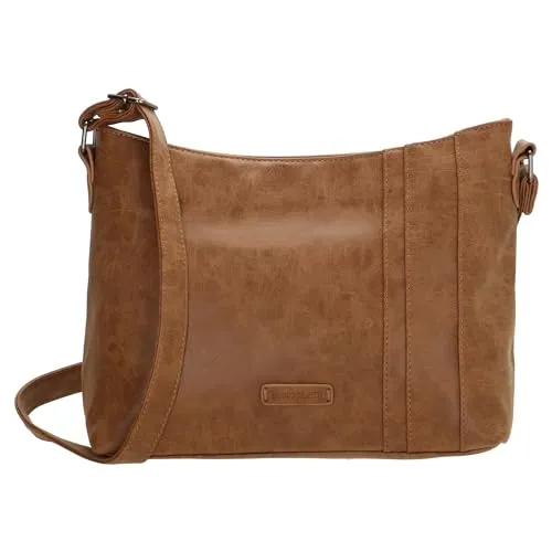 Christian Wippermann Damen Umhängetasche Crossover Bag in Leder Optik - Damen-Schultertaschen, hochwertige Umhängetasche mit zwei Hauptfächern, individuell einstellbarem Trageriemen und praktischen Innenfächern für Schlüssel und Smartphone.