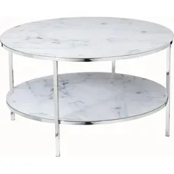 Stylischer Couchtisch mit 2 Ablagen Ø 80 cm in silber von SalesFever