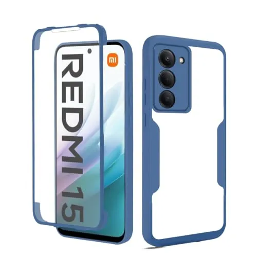 betterfon 360 Grad Hülle Kompatibel mit Xiaomi Redmi 15 | Handyhülle eingebautem Displayschutz | Blau |Smartphonecase vollschutz