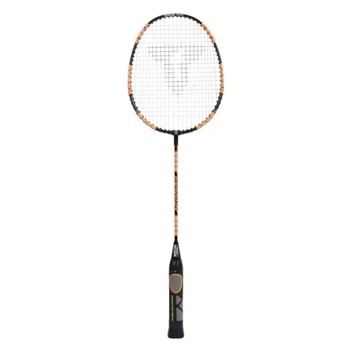 Talbot-Torro® Lern-Badmintonschläger ELI Advanced, reguläre Schlägerlänge 66,5cm, Lerngriff, Iso-Kopf, ideal für Spieler ab 10 Jahren bis zu Erwachsenen, schwarz-gelb-orange, 419615