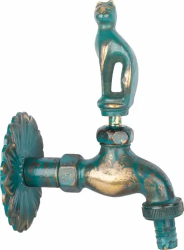 Nostalgie Auslaufventil Katze patiniert 1/2