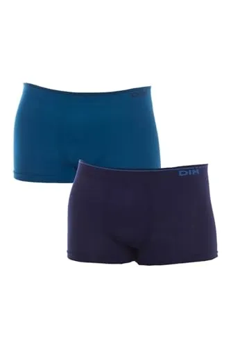 Dim Boxershorts Mann Seamless Baumwolle x2 Mitternachtsblau/Denimblau XXL
