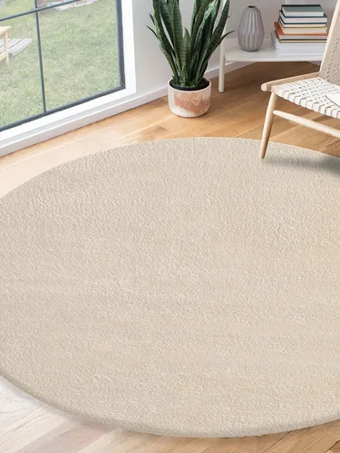 the carpet Relax Moderner Flauschiger Kurzflor Teppich 160 cm Rund - Flauschiger Kurzflor Teppich in eleganter Felloptik für Wohnzimmer und Schlafzimmer. Waschbar bis 30 Grad, rutschfeste Unterseite sorgt für sicheren Halt. Ideal für jeden Raum!