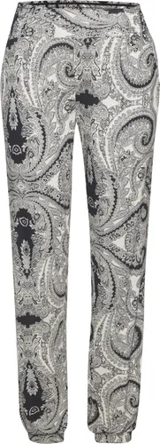 LASCANA Jerseyhose schwarz-creme bedruckt Größe 40 - Sonstige Hosen – Leichte Jerseyhose mit elastischem Bund und einzigartigem Allover-Print aus weicher Viskosejersey-Qualität, ideal für den entspannten Look.