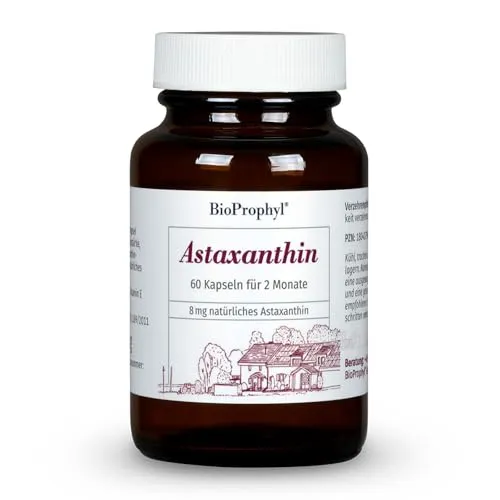 BioProphyl® Astaxanthin - 8 mg reines Astaxanthin als Extrakt aus Heamatococcus pluvialis mit Vitamin E zum Schutz der Zellen vor oxidativem Stress - 60 pflanzliche Kapseln für 2 Monate