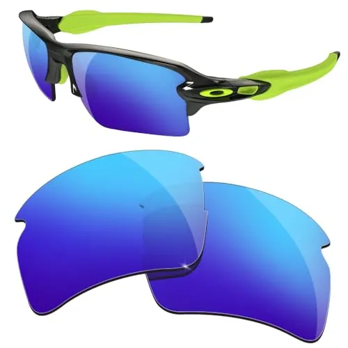 HiCycle2 Ersatz-Sonnenbrillengläser für Oakley Flak 2.0 XL OO9188 Sonnenbrille, mehrere Optionen, eisblau, 55 mm (larghezza sola)