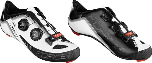 FORCE LIGHT CARBON Rennradschuhe - Größe 44 - Leichte Rennradschuhe mit verstärkter Ferse und Carbon-Laufsohle. Ideal für Freizeitfahrer, SP-SL kompatibel und mit praktischem ATOP-Verschluss-System.