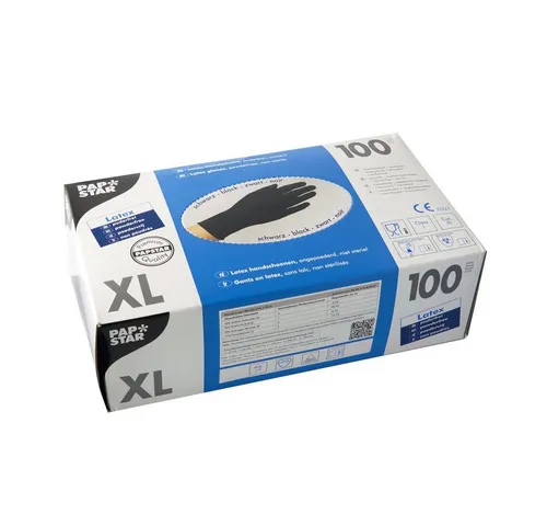 PAPSTAR Einweghandschuhe Handschuhe, Latex puderfrei schwarz Größe XL 100 Stk