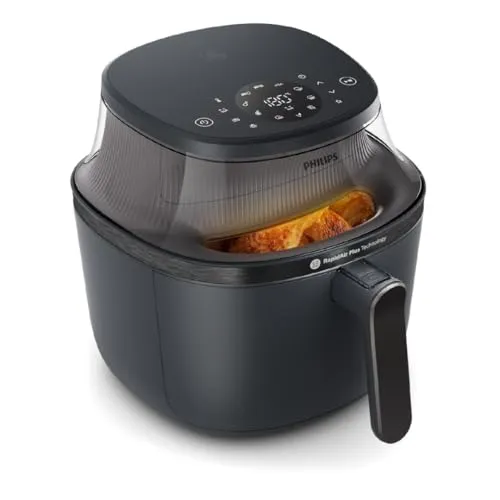 Philips Airfryer 3000 Series 4.2L - Gesunde Vielfalt mit Sichtfenster - Heißluftfritteusen mit RapidAir Plus Technologie für frittierte Speisen mit bis zu 90% weniger Fett. 16 Garmethoden und 4.2L Kapazität für die ganze Familie.
