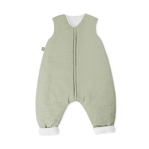 JULIUS ZÖLLNER Jumper gefüttert Musselin lime, 92 - Baby-Hosen aus 100% Musselin-Baumwolle, TOG-Wert 2,5 für sicheren Schlaf, mit robustem Reißverschluss und viel Beinfreiheit, ideal für kuschelige Nächte.