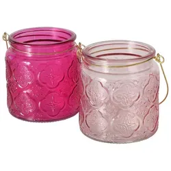 2er Set Vintage Teelichthalter Teelichtgläser Aloha in pink von Marrakesch Orient & Mediterran Interior