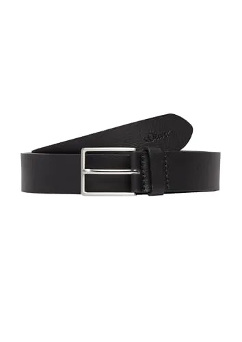 s.Oliver Gürtel aus echtem Leder schwarz 110 - Herren-Gürtel aus hochwertigem echtem Leder, mit stilvoller Dornschließe und strukturierter Optik für einen eleganten Look.