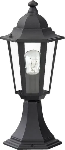 Rabalux Velence Außen Sockelleuchte 1x E27 schwarz - Klassische Wegeleuchte aus schwarzem Metall und Glas, ideal für den Außenbereich. Dimmbar und flexibel in der Lichtgestaltung, Höhe 400mm, Durchmesser 210mm.
