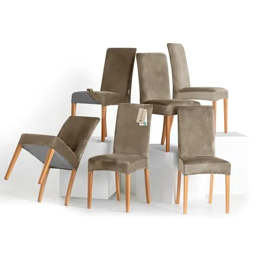 RESTILO Stuhlhussen 6er Set Sento Beige von RESTILO