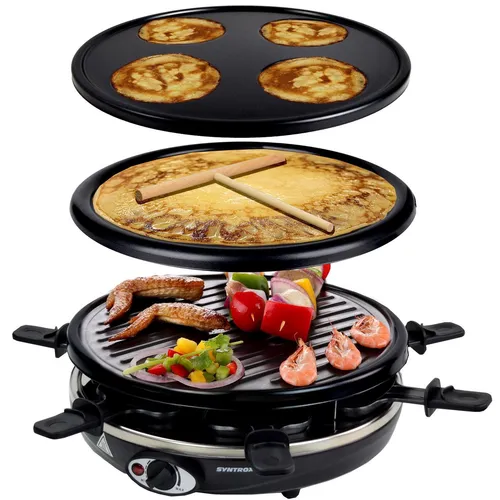 Raclette 6 Personen | Set | Grillplatte | 1200W | Antihaftbeschichtet - Bases - Schwarz