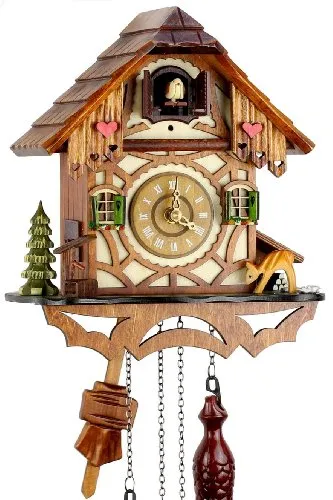 Produktbild Eble Kuckucksuhr Kuckuckuhr Echtholz NEU batteriebetriebenes Quartzwerk Musik Kuckuckruf Fachwerkhaus 24cm- 60810000