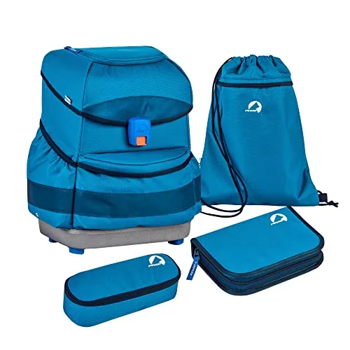 Finkid Buddy Classic Blau - Voll ausgestattetes Kinder Schulranzen-Set, 20l, ideal für Urban Outdoor Abenteuer