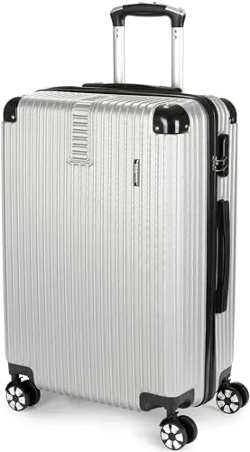 BRUBAKER Hartschalen Reisekoffer London - Silber, 4 Rollen und Zahlenschloss - Koffer in stilvollem Design mit integriertem Zahlenschloss für sichere Reisen. Robustes ABS-Material und praktische Innenaufteilung bieten Funktionalität und Schutz.