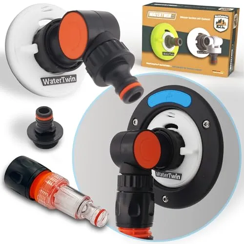 MaJoCompTec® WATERTWIN Tankadapter Wasserfilter Zähler Set - Wasserversorgung: Flexibler Anschluss für sicheren Wassertransport im Wohnmobil, ideal gegen Knicken und Verdrehen.