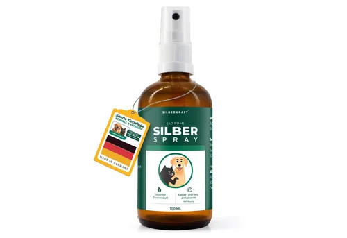 Silberkraft Fellpflege Kolloidales Silberspray - Spray zur Wundheilung, 100 ml, (Für Hunde, Katzen, Pferde & Kleintiere, 1-St., Beruhigende Pflege bei Juckreiz, Hotspots & Hautreizungen), Hautpflege bei Ungezieferbefall, Juckreiz, Infektionen, Entzündungen