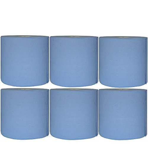 6X Putzpapierrolle 22 x 38cm ca. 110m/Rolle 2 lagig Blau R125
