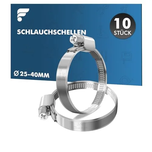 shinfly Schlauchschellen Edelstahl 25-40 mm, Schlauchschelle - 10 Stück Verstellbare Schlauchklemme für Wasserrohr, Waschmaschine, Teich, Garten, Pool