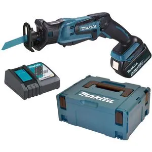 Makita Säbelsäge DJR183RT1J - Akkubetrieben, 18V 5Ah, schnitttief bis 50mm, inkl. Akku und Ladegerät, werkzeugloser Sägeblattwechsel und integrierte LED