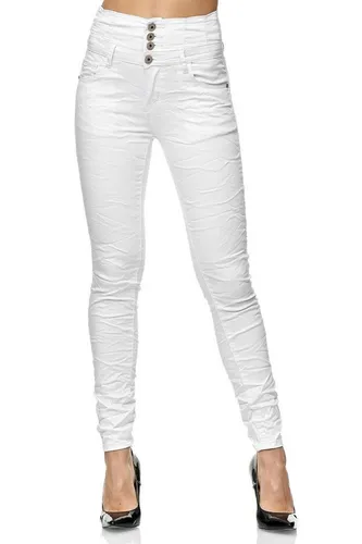 Elara Slim-fit-Jeans Damen Skinny Jeans – High Waist Slim Fit Hose mit Knopfleiste