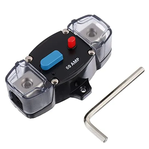 EPLZON 60A 12-48 Volt DC Selbstauslöser mit manuellem Reset-Knopf für Auto, Wohnmobil, Boot (60Amp)