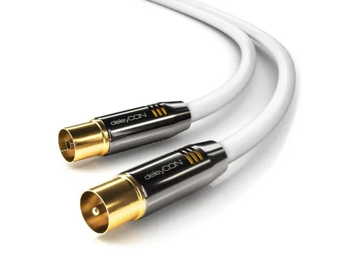 deleyCON deleyCON HDTV TV Antennen Kabel 15m - TV-Stecker zu TV-Buchse METALL TV-Kabel