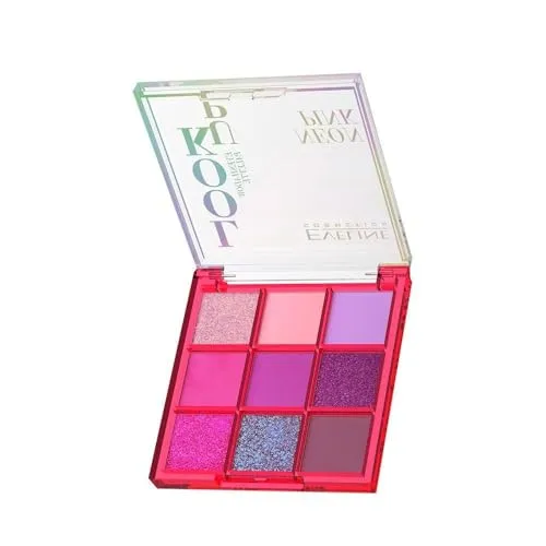 Eveline Cosmetics Look UP Neon Pink Lidschattenpalette - 9 mischbare Nuancen für mutige und atemberaubende Augen-Make-up-Looks